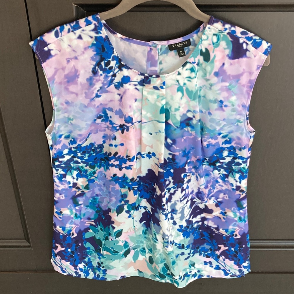 Talbot’s Monet Water Colors Blue, Green and Purple Blouse